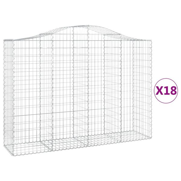 vidaXL Obokane gabion košare 18kosi 200x50x140/160 cm pocinkano železo