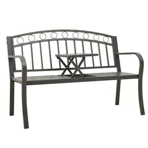 vidaXL Vrtna klop z mizico siva 120 cm jeklo