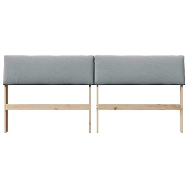 vidaXL Tapecirano vzglavje Svetlo siva 200 cm Masivno borovo les