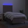 vidaXL Box spring postelja z vzmetnico LED taupe 90x190 cm blago