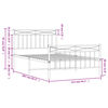 vidaXL Kovinski posteljni okvir z vzglavjem in vznožjem bel 107x203 cm