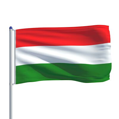 vidaXL Zastava Madžarske in aluminijast zastavni drog 6 m