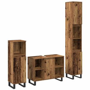 vidaXL Komplet pohi&scaron;tva za kopalnico 3 kos Rjava 30 x 30 x 180 cm