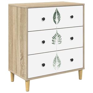 vidaXL Predalni &scaron;afka HANAU Zeleni listnat vzorec 66 x 36,5 x 75 cm