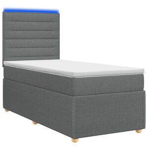 vidaXL LED posteljni pod z vzmetnico Temno siva 80 x 200 cm Blago