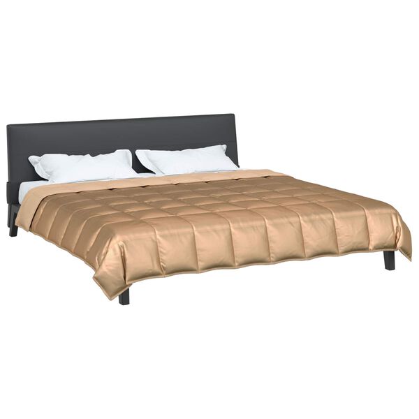 vidaXL Poletna odeja Zlata 200 x 220 cm Satin in mikrovlakna