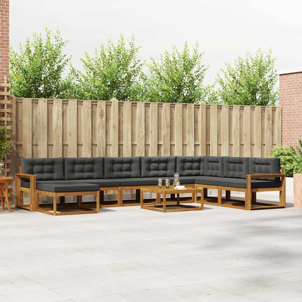 vidaXL Zunanja garnitura za sedenje 9 pcs Naravna in antracitna