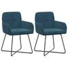 vidaXL Jedilni stoli 2 pcs Žamet Modra 59 x 56,5 x 86 cm