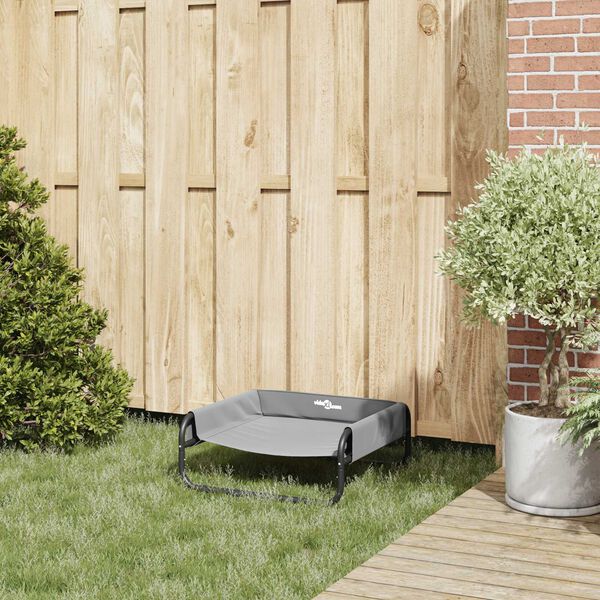 vidaXL Ležišče za psa Svetlo siva s Oxford Tkanina in Jeklo