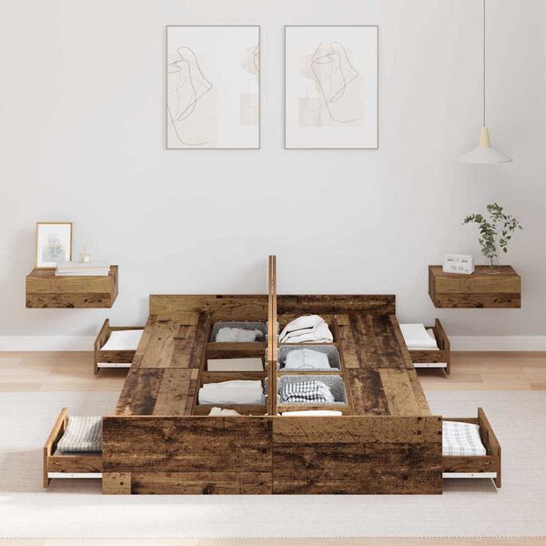 vidaXL Postelja z dodatnim prostorom za shranjevanje Star les