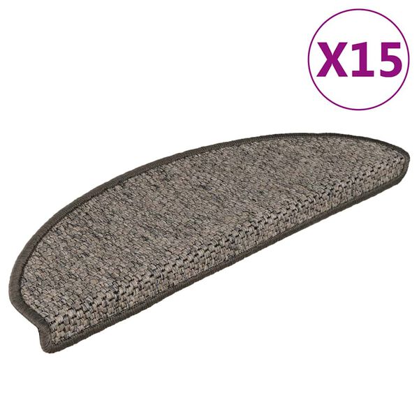 vidaXL Samolepilne preproge za stopnice sisal 15 kosov 65x21x4 cm