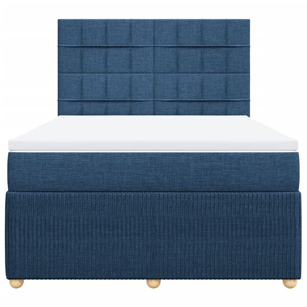 vidaXL Box spring postelja z vzmetnico modra 160x200 cm blago