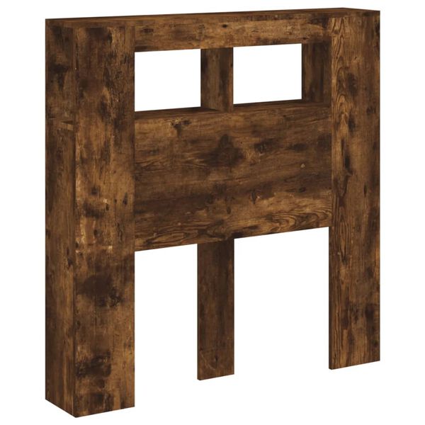 vidaXL LED posteljno vzglavje dimljen hrast 100x18,5x103,5 cm inž. les