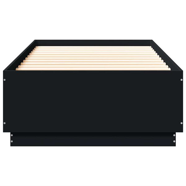 vidaXL Posteljni okvir črn 100x200 cm inženirski les