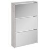 vidaXL Omarica za čevlje z ogledalom 3-nadstropna siva 63x17x102,5 cm