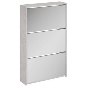 vidaXL Omarica za čevlje z ogledalom 3-nadstropna siva 63x17x102,5 cm