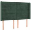 vidaXL LED posteljno vzglavje temno zeleno 147x16x118/128 cm žamet