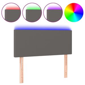 vidaXL LED posteljno vzglavje sivo 80x5x78/88 cm umetno usnje