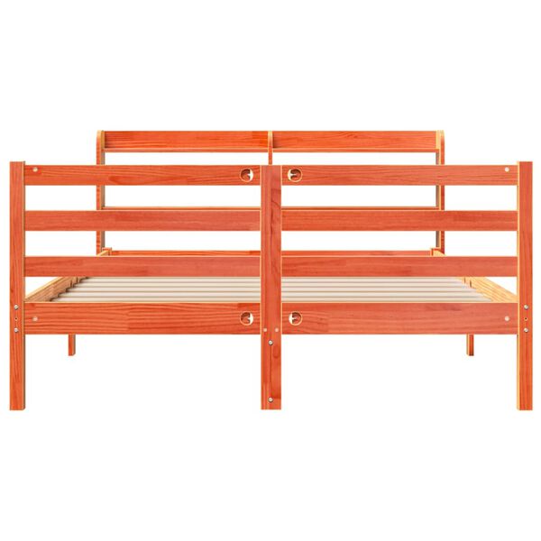 vidaXL Posteljni okvir brez vzmetnice vo&scaron;čeno rjav 140x190 cm borovina