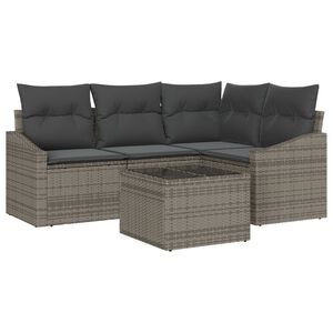 vidaXL Vrtna sedežna garnitura z blazino 5 pcs Svetlo siva poli ratan