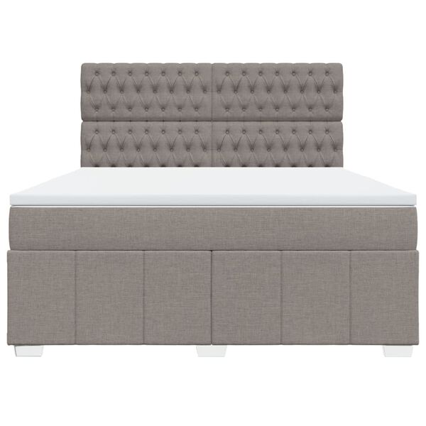 vidaXL Box spring postelja z vzmetnico taupe 180x200 cm blago