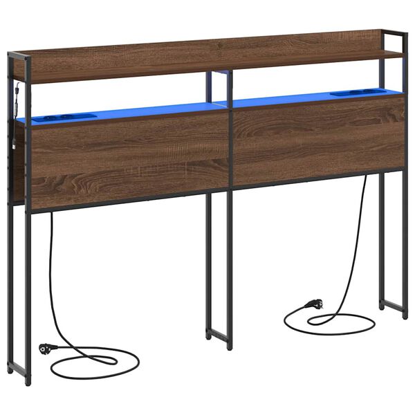 vidaXL Skladi&scaron;čni naslon s polico Rjavi hrast 160 cm Konstruiran les