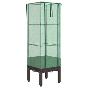 vidaXL Visoka greda s prevleko za rastlinjak videz ratana 40x40x140 cm