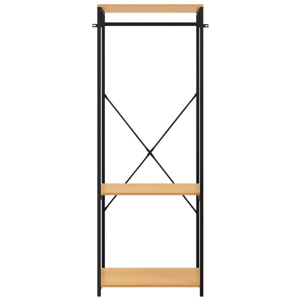 vidaXL Garderobna omara črna in hrast 60x40x167 cm kovina + iverna pl