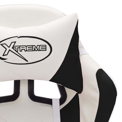 vidaXL Racing stol z RGB LED lučkami črno in belo umetno usnje