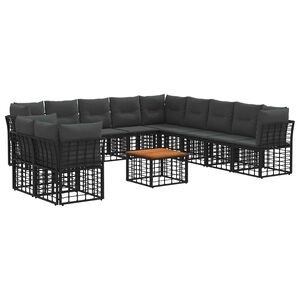vidaXL Zunanja garnitura za sedenje 12 pcs Črna in Temno siva