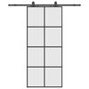 vidaXL Drsna vrata z opremo črna 90x205 cm ESG steklo