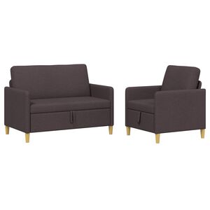 vidaXL Sofa set z shrambo 2 kos Temno rjava Poliester