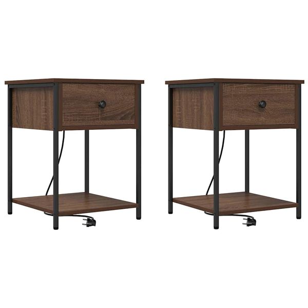 vidaXL Nočna omarica 2 pcs Rjav hrast 42 x 41 x 56 cm Konstruiran les