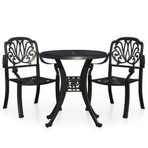 vidaXL Bistro garnitura 3-delna liti aluminij črna