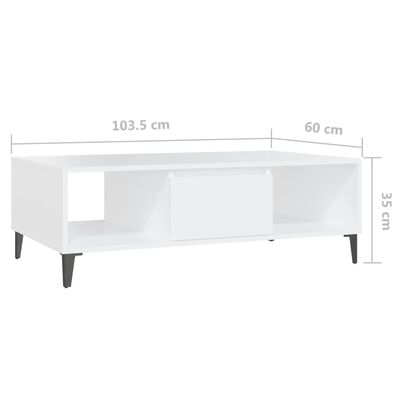 vidaXL Klubska mizica bela 103,5x60x35 cm iverna plošča