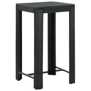 vidaXL Vrtna barska miza črna 60,5x60,5x110,5 cm poli ratan