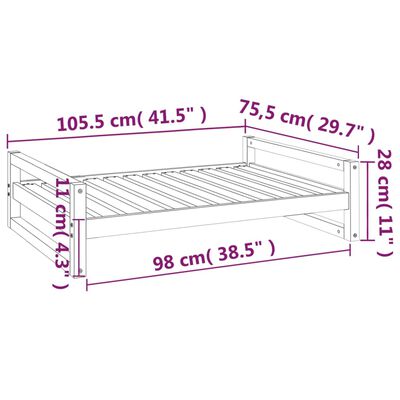 vidaXL Pasja postelja 105,5x75,5x28 cm trdna borovina