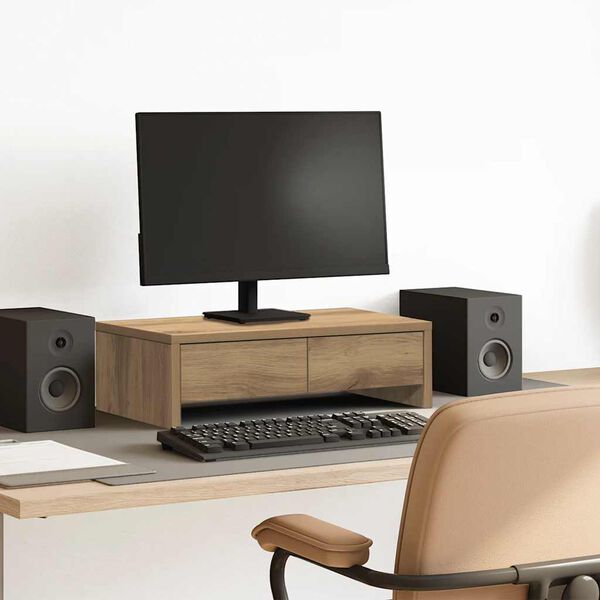 vidaXL Stojalo za zaslon s predali artisian hrast 50x27x15 cm inž. les