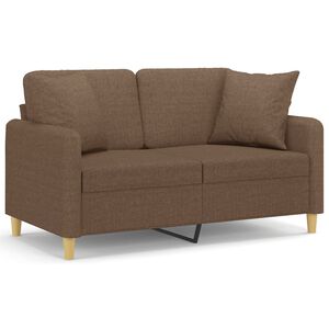 vidaXL Kavč dvosed z blazinami rjav 120 cm blago