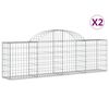 vidaXL Obokana gabionska ko&scaron;ara 2 kosa 200x30x60/80cm pocinkano železo