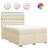 vidaXL Box spring postelja z vzmetnico krem 140x190 cm blago