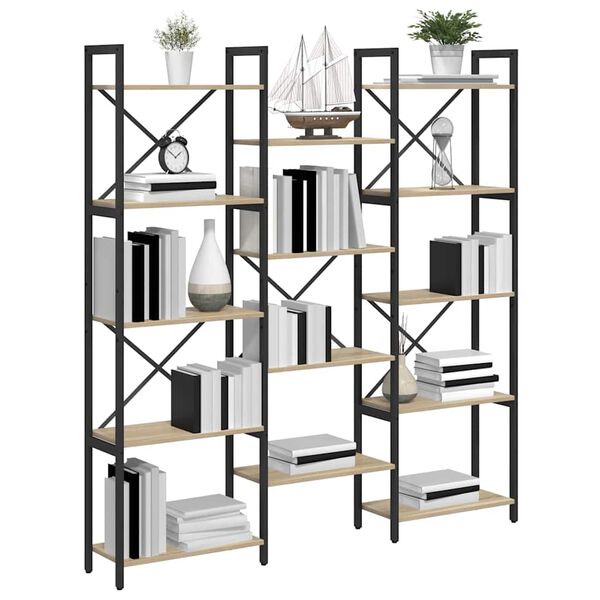 vidaXL Knjižna polica Sonoma hrast 156 x 25 x 167 cm Konstruiran les