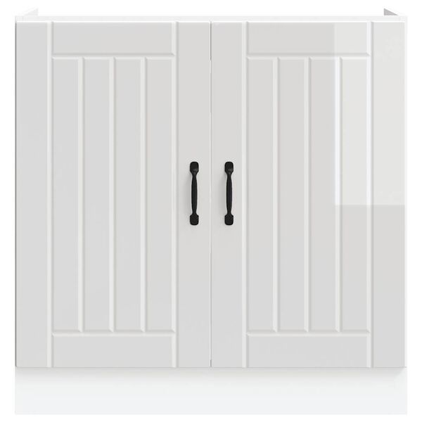 vidaXL Osnovna omarica za umivalnik Lucca visok sijaj bela inž. les