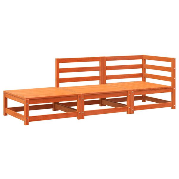 vidaXL Vrtni kavč s stolčkom za noge dvosed voščeno rjava borovina