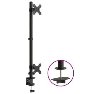 vidaXL Dvojni nosilec za monitor črno jeklo VESA 75/100 mm