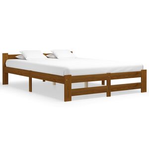 vidaXL Posteljni okvir medeno rjav iz trdne borovine 160x200 cm