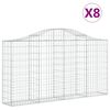 vidaXL Obokane gabion košare 8 kosov 200x30x100/120cm pocinkano železo