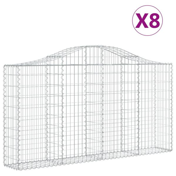 vidaXL Obokane gabion košare 8 kosov 200x30x100/120cm pocinkano železo