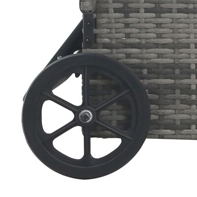 vidaXL Ležalnik s kolesi poli ratan antraciten
