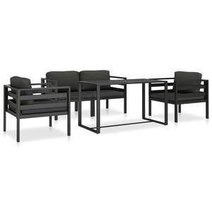 vidaXL Vrtna sedežna garnitura z blazinami 5-delna aluminij antracitna